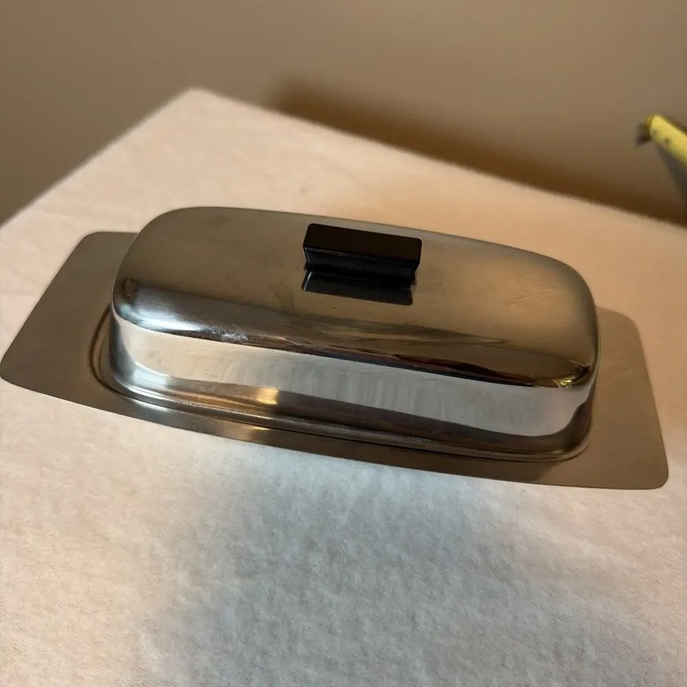 MCM Covered Stainless Steel Butter Dish